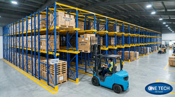 Hình ảnh kệ drive in thực tế 07 Kệ drive in thực tế trong kho công nghiệp sử dụng xe nâng