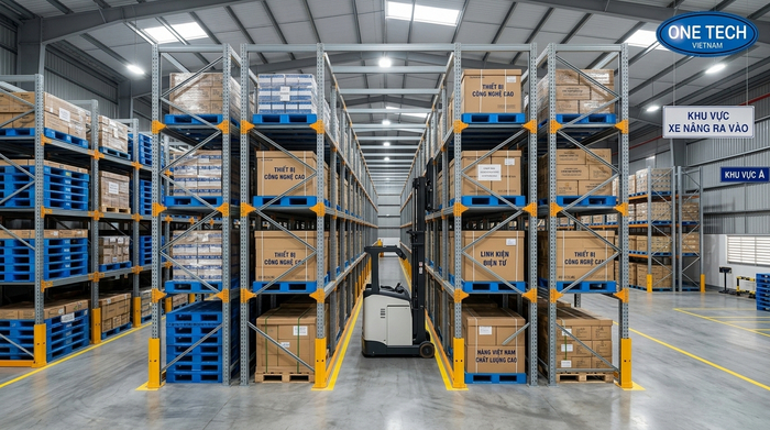 Hình ảnh kệ drive in thực tế 10 Kệ drive in thực tế cho kho pallet mật độ cao