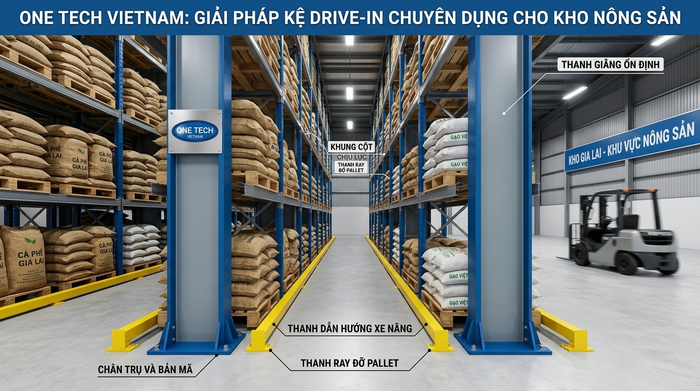 Kệ drive in Gia Lai sơn tĩnh điện bền bỉ Kệ drive in Gia Lai sơn tĩnh điện chống ăn mòn cho kho nông sản