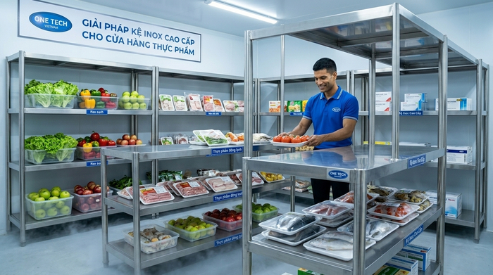 Kệ inox nhiều tầng cho kho lạnh Pleiku Kệ inox nhiều tầng cho kho lạnh cửa hàng tại Pleiku