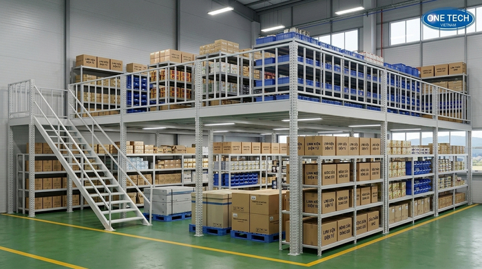 Kệ sàn mezzanine giúp tăng không gian lưu trữ kho Gia Lai Kệ sàn mezzanine tối ưu diện tích kho tại Gia Lai