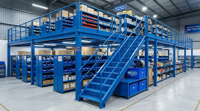 Lan can cầu thang của hệ kệ sàn mezzanine Lan can và cầu thang kệ sàn mezzanine an toàn