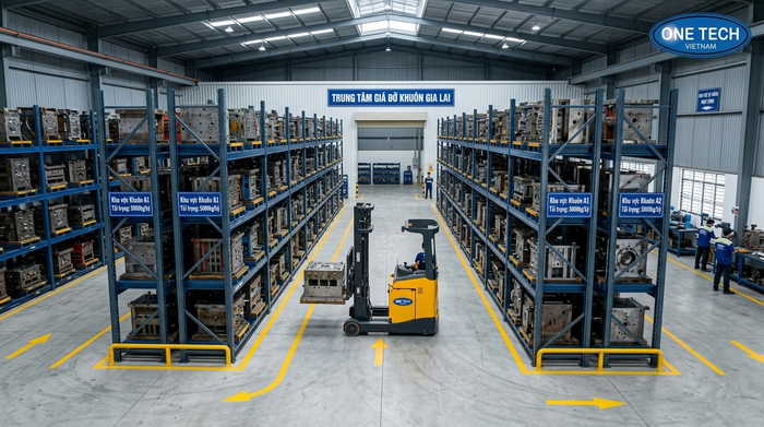 Bố trí lối đi xe nâng cho kệ khuôn Bố trí lối đi xe nâng an toàn khi lắp kệ khuôn Gia Lai