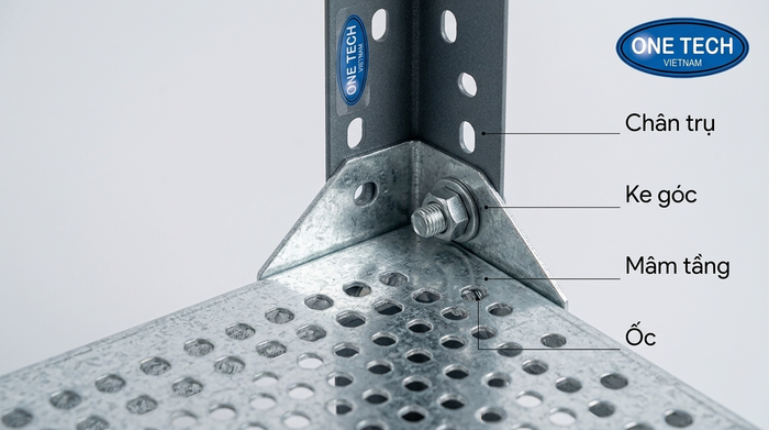 Chi tiết các bộ phận cấu tạo nên kệ sắt v lỗ Cấu tạo chi tiết thanh V và mâm kệ
