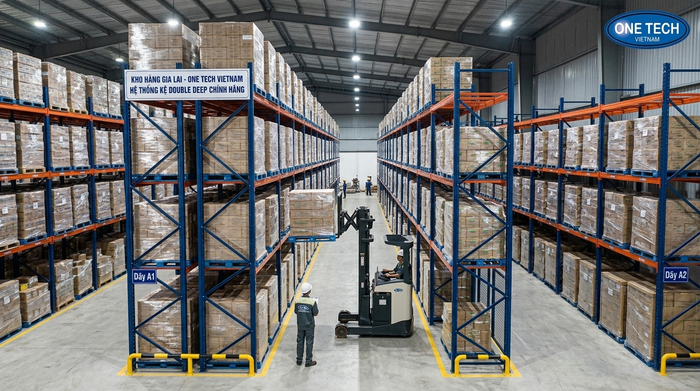 Kệ Double Deep Gia Lai hoàn thiện trong kho Kệ Double Deep Gia Lai hoàn thiện trong kho pallet hiện đại