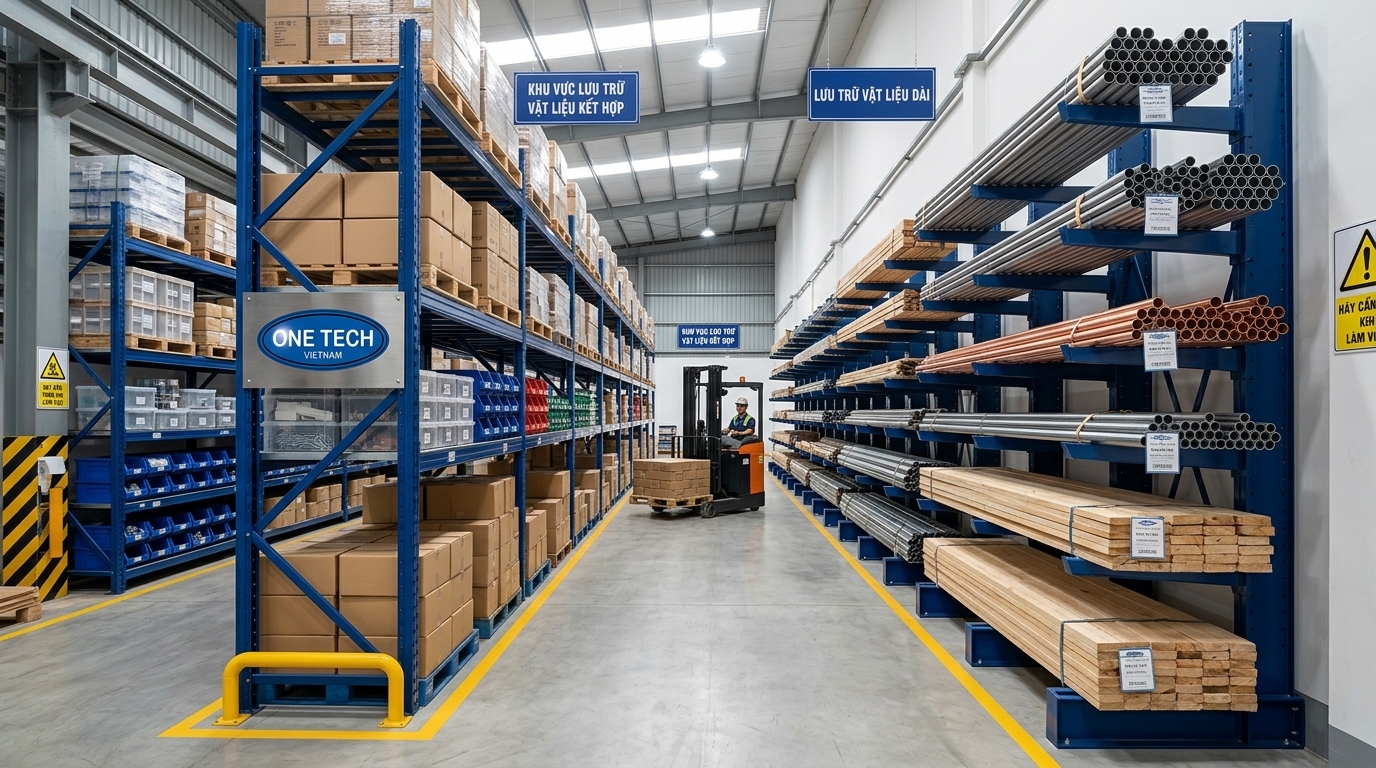 Kệ tay đỡ kết hợp kệ trung tải Gia Lai Kệ tay đỡ kết hợp kệ trung tải Gia Lai cho kho vật tư tổng hợp