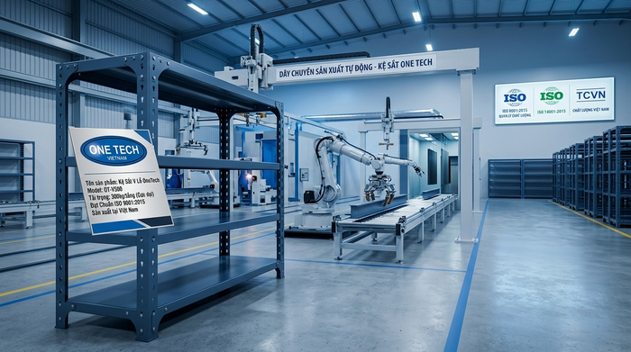 Nhà máy sản xuất kệ kho hàng đạt chuẩn ISO Dây chuyền sản xuất kệ sắt V lỗ hiện đại