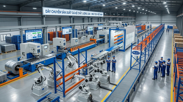 Sản xuất trực tiếp tại nhà máy OneTech Dây chuyền sản xuất kệ Selective hiện đại tại nhà máy OneTech