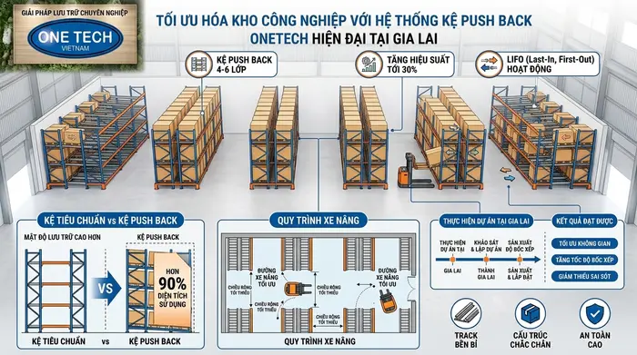 Sơ đồ bố trí Kệ Push Back trong kho Gia Lai Sơ đồ bố trí Kệ Push Back trong kho Gia Lai tối ưu lối đi xe nâng