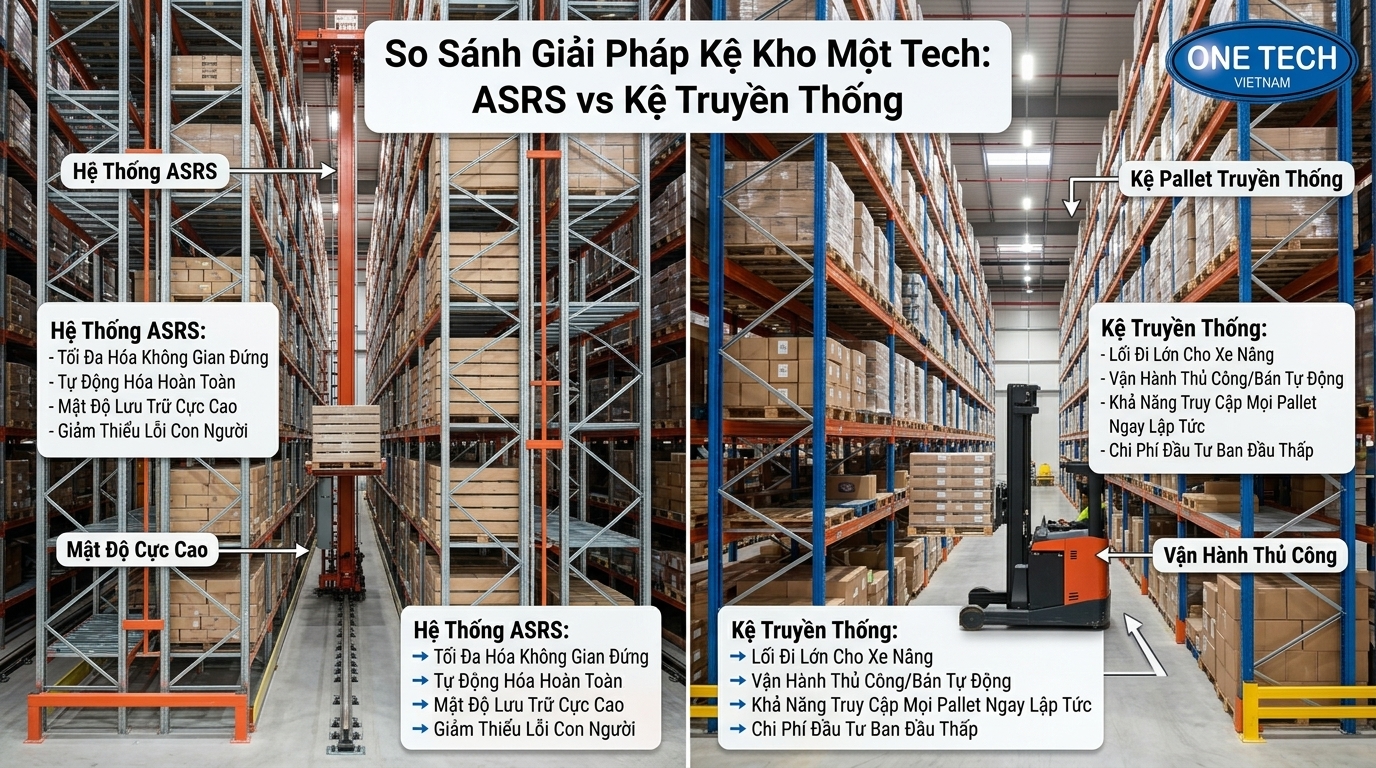 So sánh kệ ASRS và kệ kho truyền thống tại Gia Lai So sánh kệ kho ASRS Gia Lai với kệ kho truyền thống