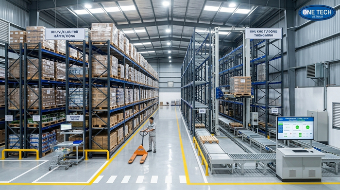 So sánh mô hình kho dùng Stacker-Crane So sánh kho bán tự động và kho ASRS dùng Stacker-Crane tại Gia Lai
