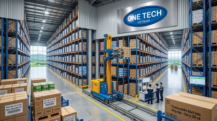 Stacker-Crane cho kho bán lẻ Pleiku Kho bán lẻ tại Pleiku ứng dụng Stacker-Crane và kệ lưu trữ để tăng tốc soạn hàng