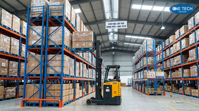 Xe nâng tiếp cận pallet dễ dàng trên kệ Selective Xe nâng hàng làm việc linh hoạt với kệ Selective