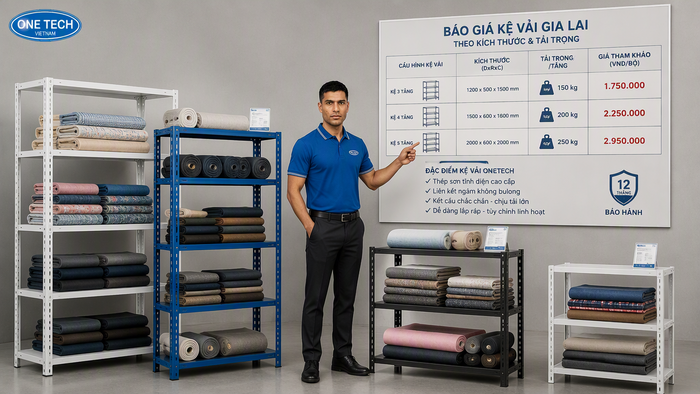 Báo giá kệ để vải Gia Lai theo kích thước và tải trọng