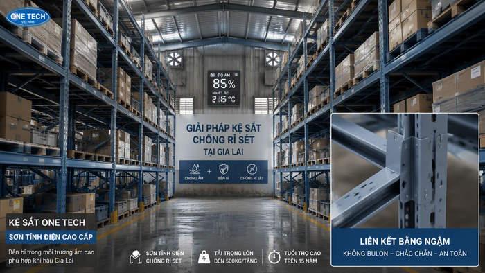 Giải pháp chống rỉ sét cho kệ sắt tại kho ẩm Giải pháp chống rỉ sét cho kệ sắt trong kho Gia Lai
