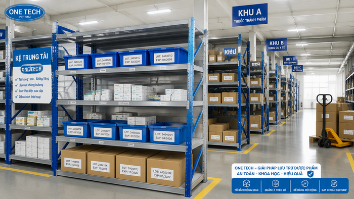 Kệ kho y tế phân loại thuốc khoa học Kệ kho y tế Gia Lai giúp phân loại thuốc theo lô và hạn dùng