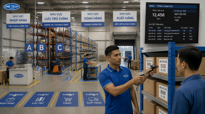 Tích hợp WMS và mã vạch trong kho hàng Ứng dụng mã vạch và hệ thống quản lý kho WMS cho kệ kho logistics