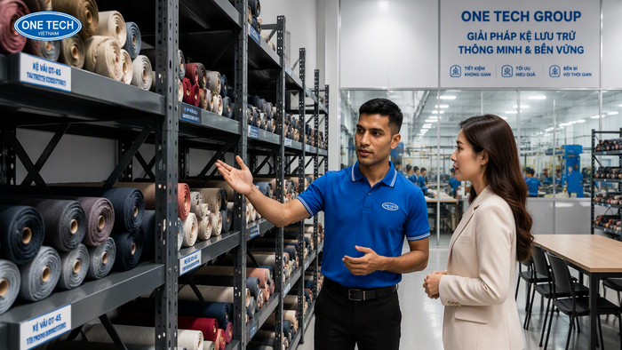 Sản xuất kệ để vải tại nhà máy OneTech Group