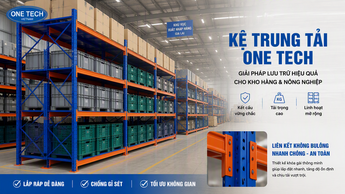 Kệ trung tải chịu tải cao Gia Lai Kệ trung tải chịu tải cao dùng cho kho vật tư và kho nông sản Gia Lai
