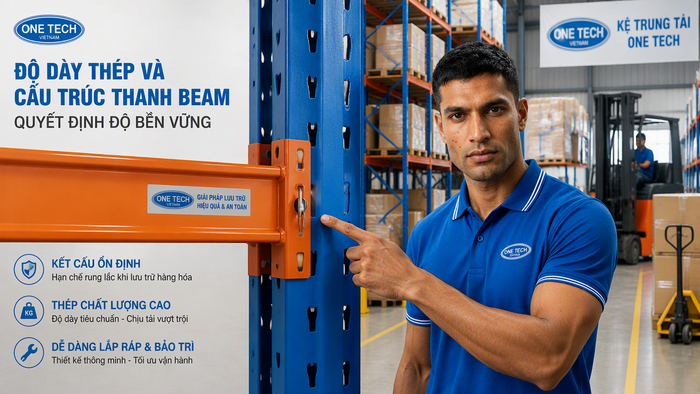 Thanh beam kệ trung tải chắc chắn Thanh beam kệ trung tải liên kết chắc chắn giúp tăng an toàn khi lưu trữ